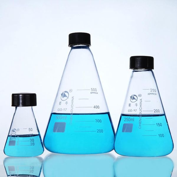 50ml 100ml 250ml 500ml 1000ml lab glassware pyrex glass conical erlenmeyer flask sample bottle with screw lid ser
50ml 100ml 250ml 500ml 1000ml lab glassware pyrex glass conical erlenmeyer flask sample bottle with screw lid ser