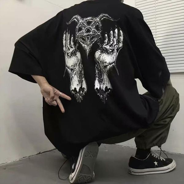 summer harajuku style street funeral mens printed short sleeve for men and women loose dark couple fashion, White;black
summer harajuku style street funeral mens printed short sleeve for men and women loose dark couple fashion, White;black
