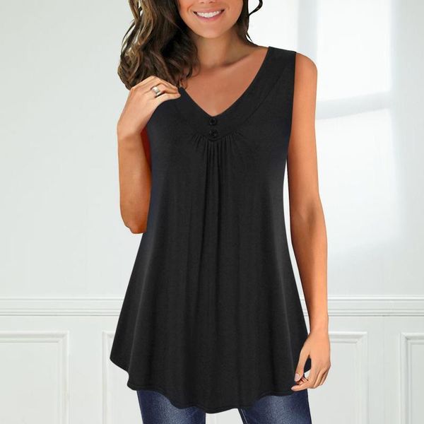 women's blouses & shirts blouse summer solid v-neck pleated button sleeveless loose tank plus size elegant shirt streetwear blusas muj, White
women's blouses & shirts blouse summer solid v-neck pleated button sleeveless loose tank plus size elegant shirt streetwear blusas muj, White