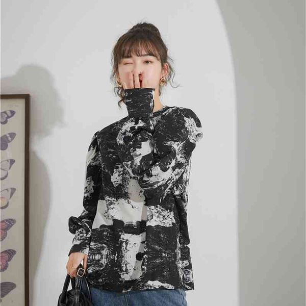 women's knits & tees ink painting puff sleeve long blouse women s and bloues print loose casual fall korean clothing 74p6, White
women's knits & tees ink painting puff sleeve long blouse women s and bloues print loose casual fall korean clothing 74p6, White