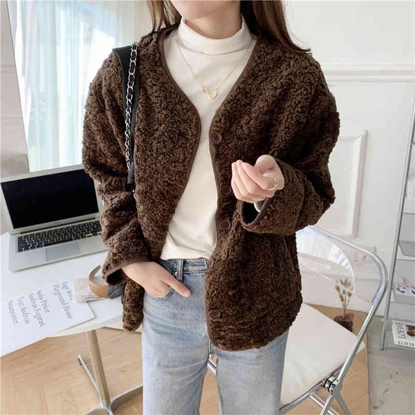 women's fur & faux irmã fara primavera outono nova mulher jaqueta de lã coriro único breasted curto solto engrossar todos os jogos, Black
women's fur & faux irmã fara primavera outono nova mulher jaqueta de lã coriro único breasted curto solto engrossar todos os jogos, Black