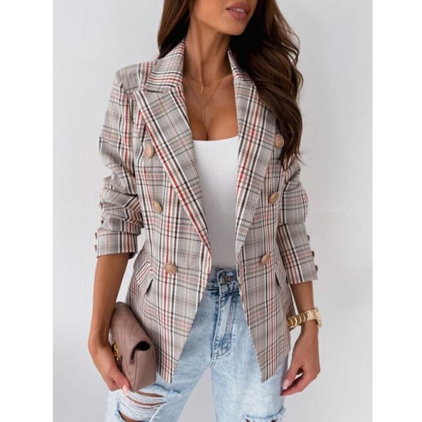 women's suits & blazers plaid blazer jacket women spring autumn long sleeve casual slim khaki woman coats 2021 fall elegant office suit, White;black
women's suits & blazers plaid blazer jacket women spring autumn long sleeve casual slim khaki woman coats 2021 fall elegant office suit, White;black