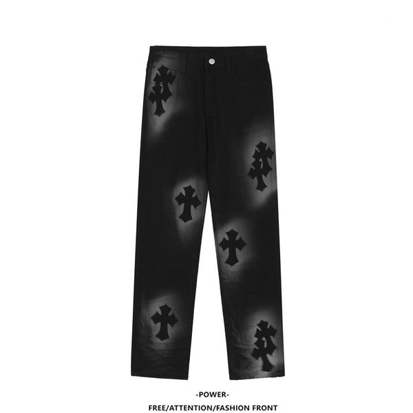 crosin power ink splashing cross vibe pants vintage high street trumpet fashion brand hip hop casual jeans, Black
crosin power ink splashing cross vibe pants vintage high street trumpet fashion brand hip hop casual jeans, Black