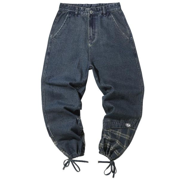 men's jeans 2021 spring hip-hop cashew print loose denim men trendy wide-legged plus size casual daddy trousers, Blue 
men's jeans 2021 spring hip-hop cashew print loose denim men trendy wide-legged plus size casual daddy trousers, Blue
