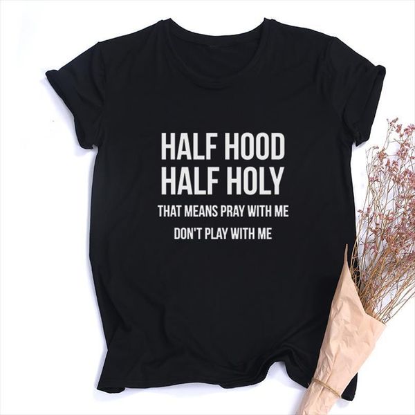 half hood holy letter printed mens t shirt and womens harajuku summer female tee for ladies clothes casual round, White;black
half hood holy letter printed mens t shirt and womens harajuku summer female tee for ladies clothes casual round, White;black