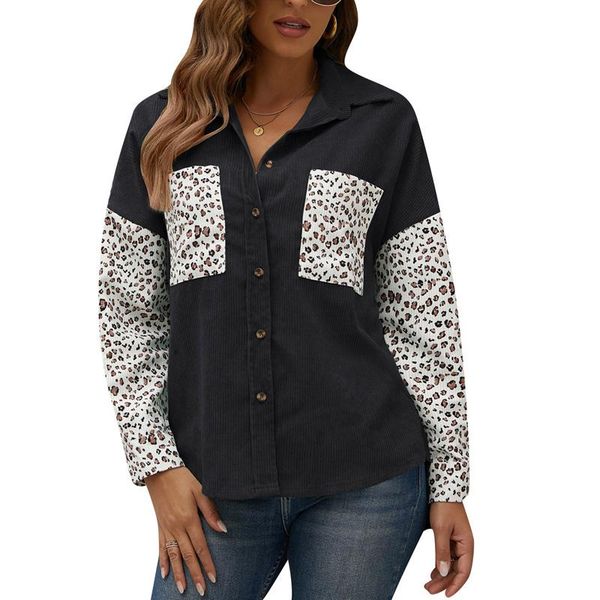 women's jackets girls long sleeve loose shirt, autumn ladies leisure style leopard print splicing lapel corduroy blouse single-breasted, Black;brown
women's jackets girls long sleeve loose shirt, autumn ladies leisure style leopard print splicing lapel corduroy blouse single-breasted, Black;brown