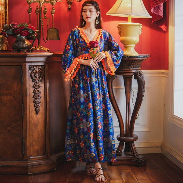 new hippie chic pom tassel ethnic bohemian dress long sleeve v-neck women maxi dresses casual beach female vestidos 2021 ipew, Black;gray
new hippie chic pom tassel ethnic bohemian dress long sleeve v-neck women maxi dresses casual beach female vestidos 2021 ipew, Black;gray