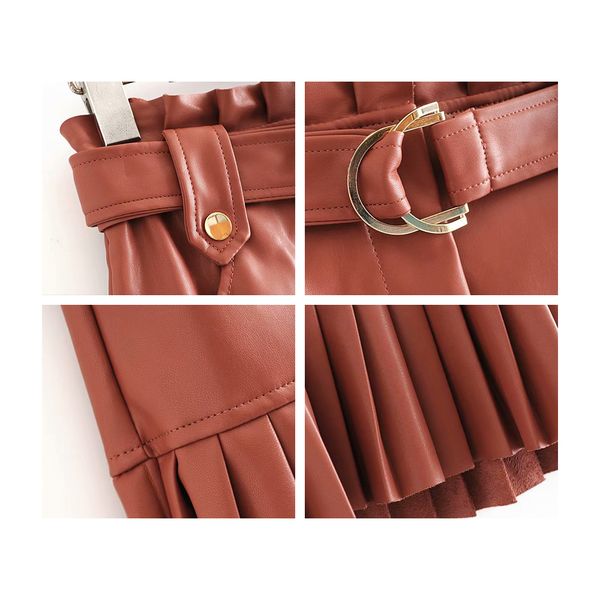 2021 women new spring korean chic pu mini high waist elegant pleated skirts fashion all-match faux leather skirt u5fw, Black 
2021 women new spring korean chic pu mini high waist elegant pleated skirts fashion all-match faux leather skirt u5fw, Black