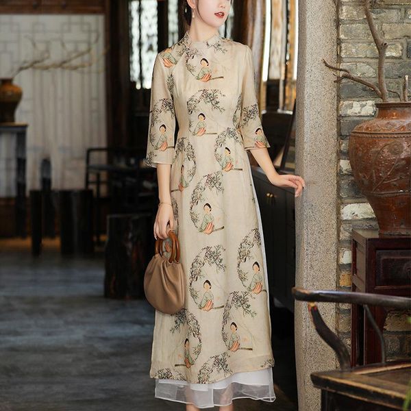 ethnic clothing vintage boutique linen traditional vietnamese yai women ao dai, Red
ethnic clothing vintage boutique linen traditional vietnamese yai women ao dai, Red
