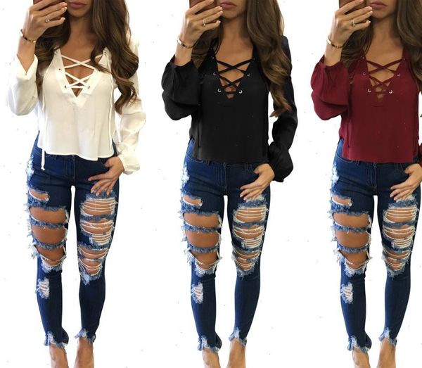 womens and blouses women ladies long sleeve loose casual blouse summer v neck casual shirt lace up blusas, White
womens and blouses women ladies long sleeve loose casual blouse summer v neck casual shirt lace up blusas, White