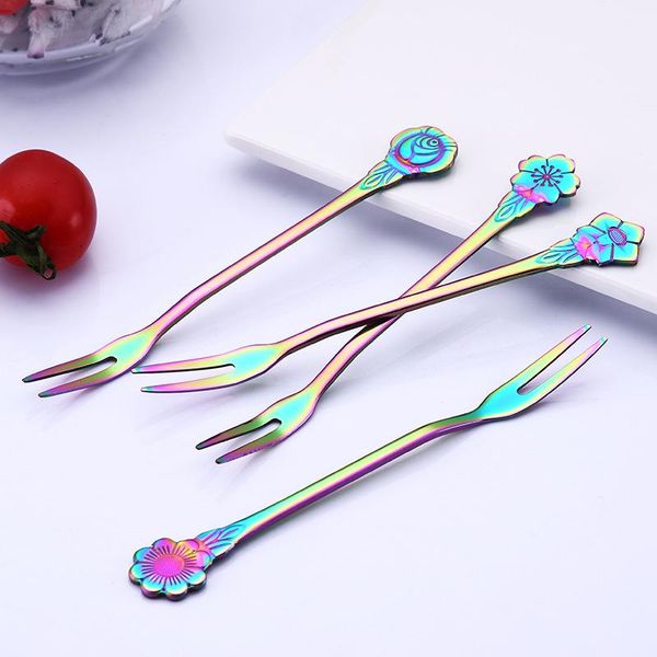 4pcs set, colorful stainless steel dessert fork, flower finger party pick, floral picks, small fondue fork, stick
4pcs set, colorful stainless steel dessert fork, flower finger party pick, floral picks, small fondue fork, stick