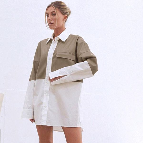 women's blouses & shirts zoki splicing leather shirt woman long sleeve design pocket ladies casual chic elegant clothes autumn fashion, White
women's blouses & shirts zoki splicing leather shirt woman long sleeve design pocket ladies casual chic elegant clothes autumn fashion, White