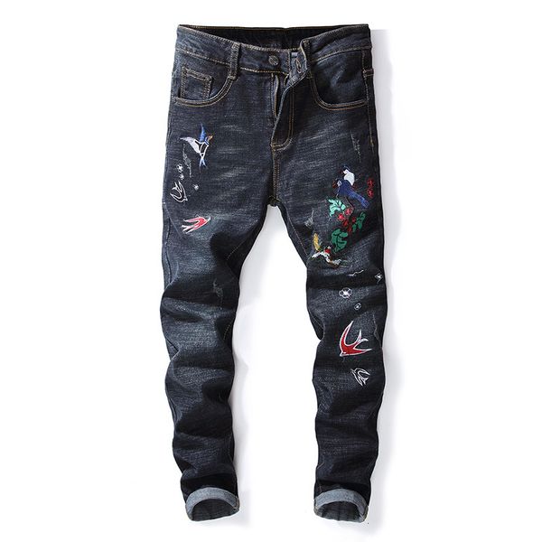 2021 new pantalon homme black fashion embroidered print ny long men's slim straight ripped hole jeans uuuj, Blue
2021 new pantalon homme black fashion embroidered print ny long men's slim straight ripped hole jeans uuuj, Blue