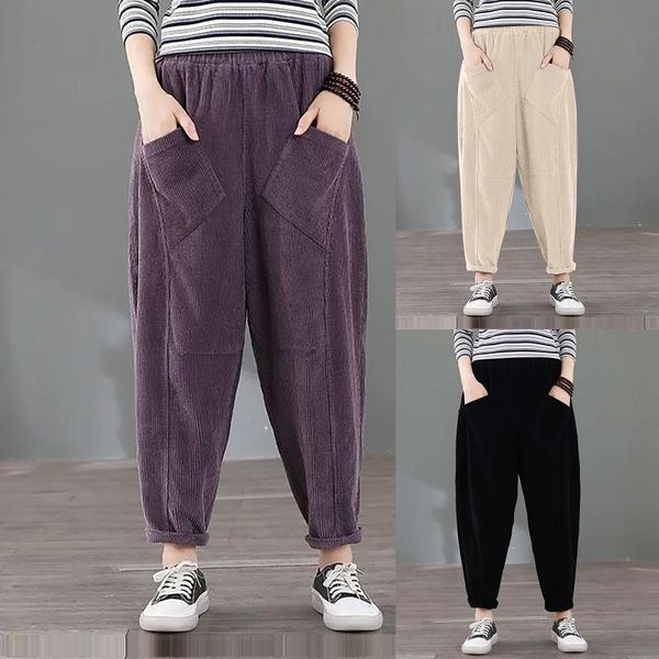 women's pants & capris streetwear women retro corduroy harem loose plus size stitching carrot pantalon femme fall casual all-match trou, Black;white
women's pants & capris streetwear women retro corduroy harem loose plus size stitching carrot pantalon femme fall casual all-match trou, Black;white