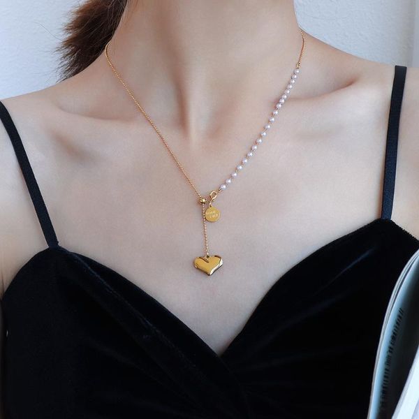pendant necklaces cute gold color 316l stainless steel heart for women, simulated pearl beads woman choker chain jewelry 2021, Silver
pendant necklaces cute gold color 316l stainless steel heart for women, simulated pearl beads woman choker chain jewelry 2021, Silver