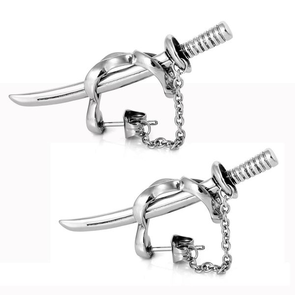 mens vintage japanese samurai scimitar sword design half hoop stud earrings kantana dangles, Golden;silver 
mens vintage japanese samurai scimitar sword design half hoop stud earrings kantana dangles, Golden;silver