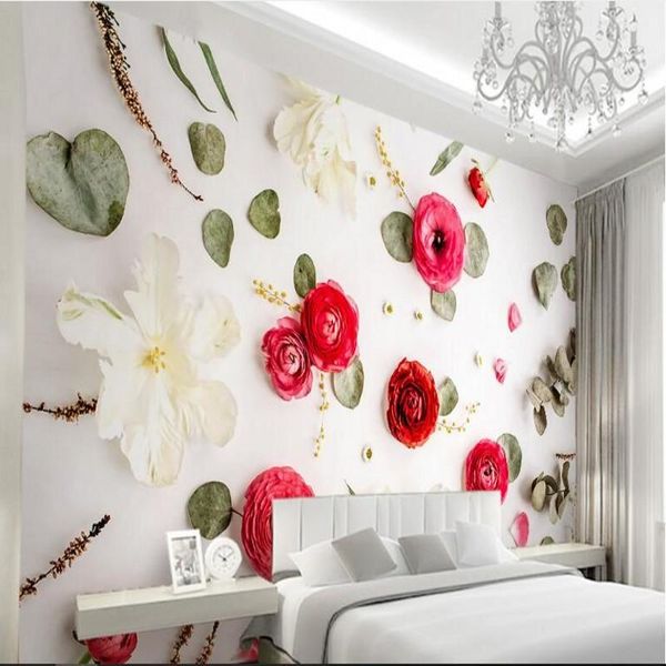 shuhiko custom large fresco 3d 3d creative scorpion rose leaves dry flower tv backdrop nonwovens super green wallpaper