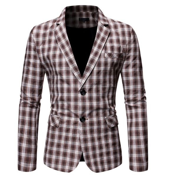 men suit jacket blazer new men's casual plaid single breasted suit, White;black
men suit jacket blazer new men's casual plaid single breasted suit, White;black