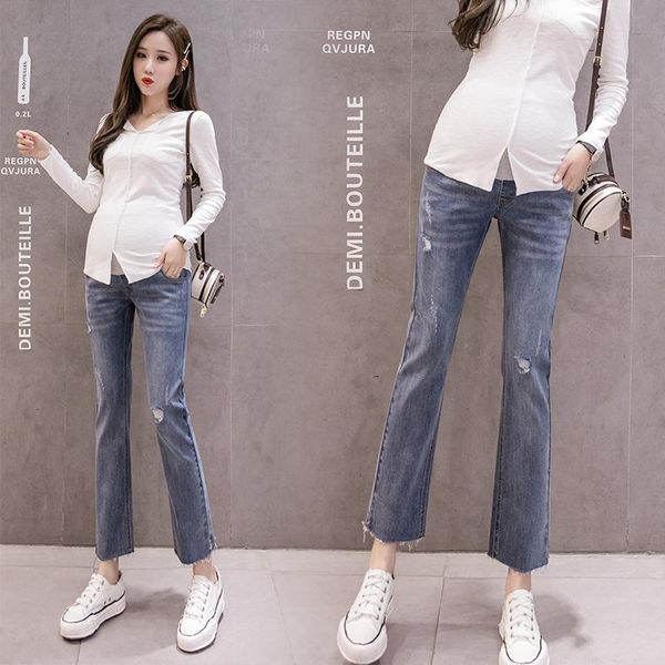 maternity bottoms maternit pants spring fashion stretch slim pregnant women nine points bell bottom, White
maternity bottoms maternit pants spring fashion stretch slim pregnant women nine points bell bottom, White