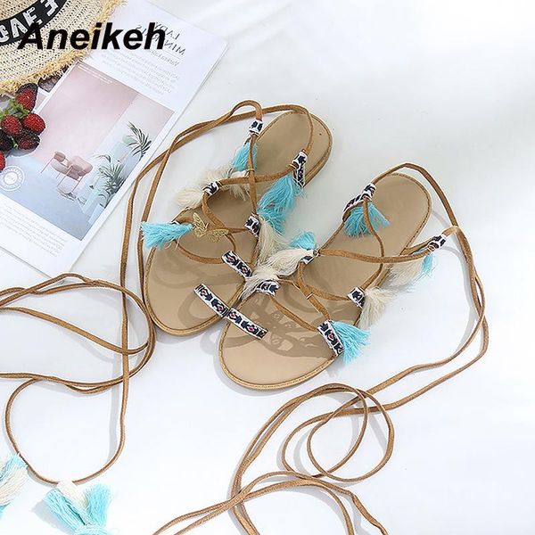 sandals aneikeh summer casual women's shoes flat with thong modern sandalias fringe flock cross-tied novelty ankle strap patchwork rome, Black
sandals aneikeh summer casual women's shoes flat with thong modern sandalias fringe flock cross-tied novelty ankle strap patchwork rome, Black
