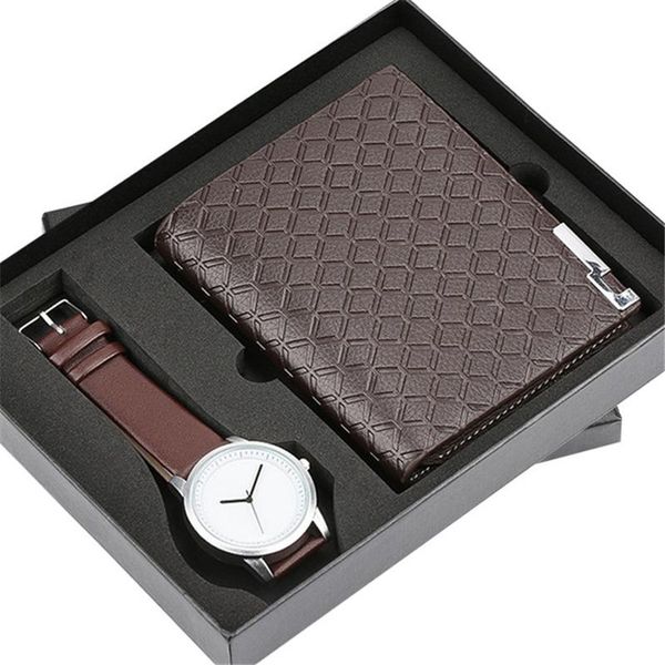 wristwatches men's gift set beautifully wrapped watch + wallet creative combination, Slivery;brown
wristwatches men's gift set beautifully wrapped watch + wallet creative combination, Slivery;brown