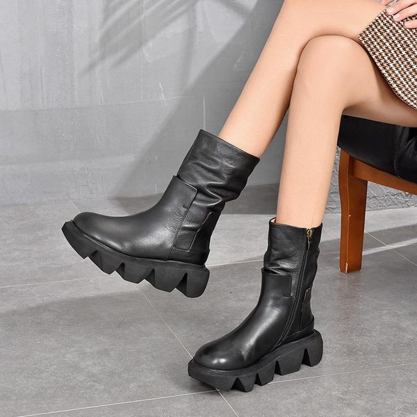 boots genuine leather cool thick sole women british style round toe flat short woman casual motorcycle, Black
boots genuine leather cool thick sole women british style round toe flat short woman casual motorcycle, Black