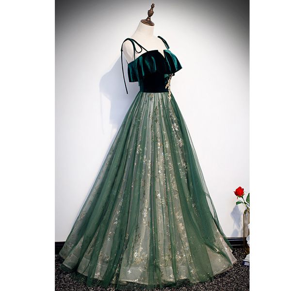 Elegant A Line Dark Green Floor-Length Sequined Evening Dresses V Neck Spaghetti Straps Appliques Criss Cross Straps Formal Gown
Elegant A Line Dark Green Floor-Length Sequined Evening Dresses V Neck Spaghetti Straps Appliques Criss Cross Straps Formal Gown