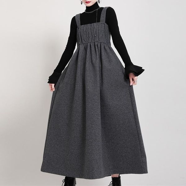 msxu dress 2021 new women's woolen pleated suspender dress loose oversized women's autumn and winter, Black;gray
msxu dress 2021 new women's woolen pleated suspender dress loose oversized women's autumn and winter, Black;gray