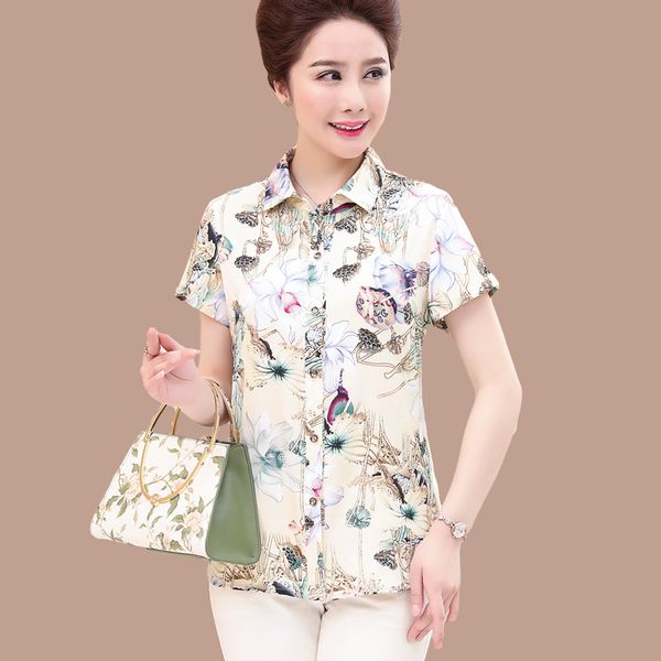 middle-aged fashion ladies in short sleeves silk blouse female printed shirt thin summer wildlife foro, Black
middle-aged fashion ladies in short sleeves silk blouse female printed shirt thin summer wildlife foro, Black