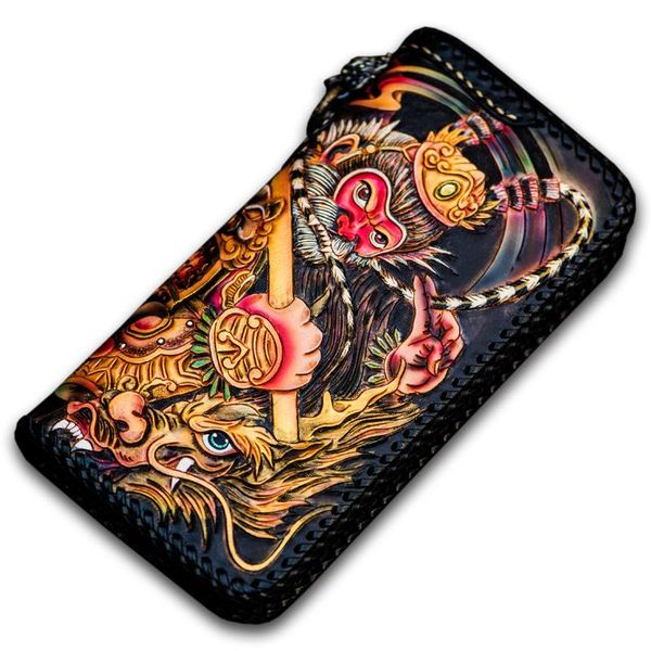 wallets handmade knitting carving mythical heroes sun wukong purses men long clutch vegetable tanned leather wallet card holder, Red;black
wallets handmade knitting carving mythical heroes sun wukong purses men long clutch vegetable tanned leather wallet card holder, Red;black