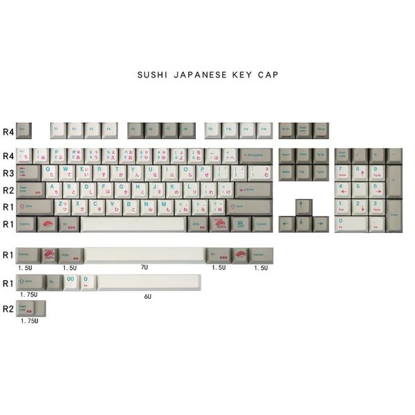 keyboards japanese sushi design 117 keycaps for cherry mx switch mechanical gaming keyboard red character sublimation pbt key cap
keyboards japanese sushi design 117 keycaps for cherry mx switch mechanical gaming keyboard red character sublimation pbt key cap