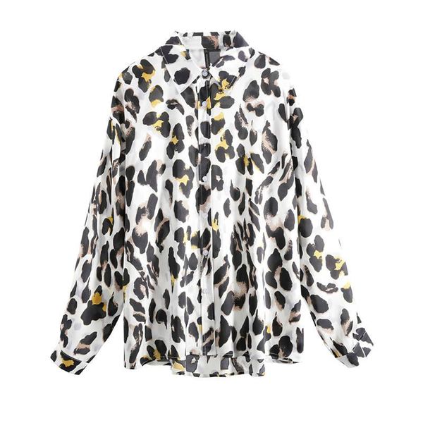 women's blouses & shirts hstar 2021 spring leopard print chiffon blouse loose thin shirt shawl lady korean turn down collar female, White
women's blouses & shirts hstar 2021 spring leopard print chiffon blouse loose thin shirt shawl lady korean turn down collar female, White