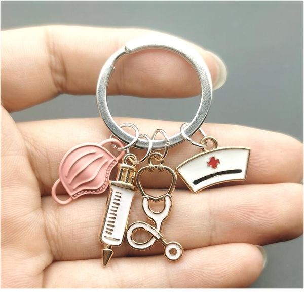 new design keychain doctor medical tool stethoscope syringe mask key ring nurse medical student gift keychain qylamg, Silver
new design keychain doctor medical tool stethoscope syringe mask key ring nurse medical student gift keychain qylamg, Silver