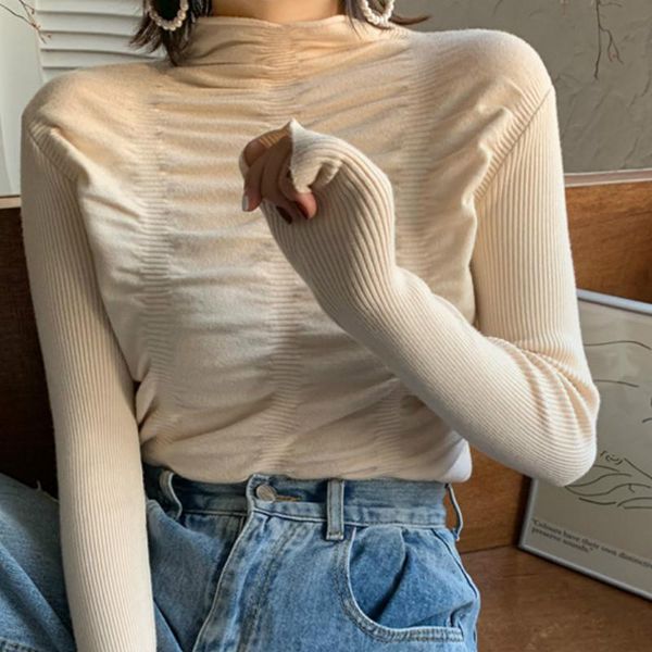 women's sweaters long sleeve knitted jumpers women ladies high elastic pullovers slim autumn winter basic sweater, White;black
women's sweaters long sleeve knitted jumpers women ladies high elastic pullovers slim autumn winter basic sweater, White;black