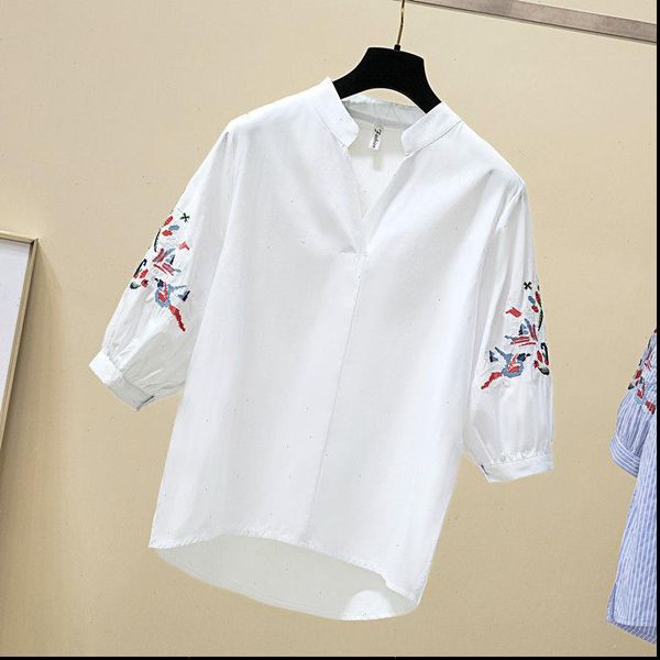 plus size ladies embroidery puff sleeve office work white shirt women v neck loose elegant blouse femme clothing 100 cotton
plus size ladies embroidery puff sleeve office work white shirt women v neck loose elegant blouse femme clothing 100 cotton