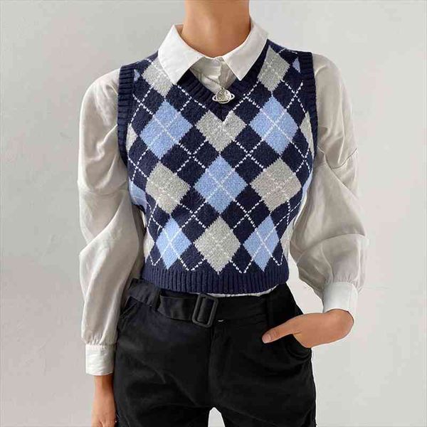 korean style v-neck vintage geometric argyle short waistcoat pullovers sweater vest autumn women knitted vest, White;black
korean style v-neck vintage geometric argyle short waistcoat pullovers sweater vest autumn women knitted vest, White;black