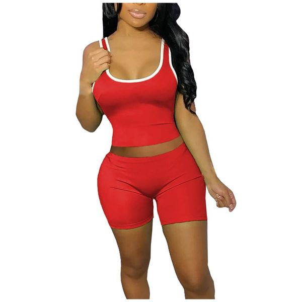 women sleeveless split 2 piece set casual short pants solid casual summer outfit sportswear yoga sets short pants outfit, White;red
women sleeveless split 2 piece set casual short pants solid casual summer outfit sportswear yoga sets short pants outfit, White;red