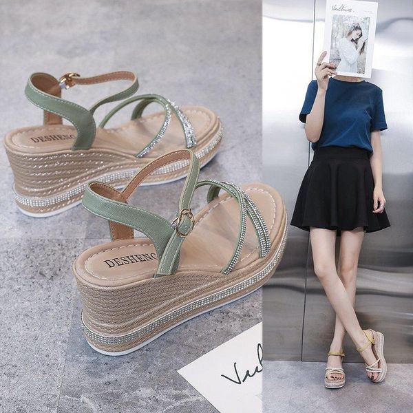 sandals slope heel women 2021 summer high diamond shining roman lace up thick soled, Black
sandals slope heel women 2021 summer high diamond shining roman lace up thick soled, Black