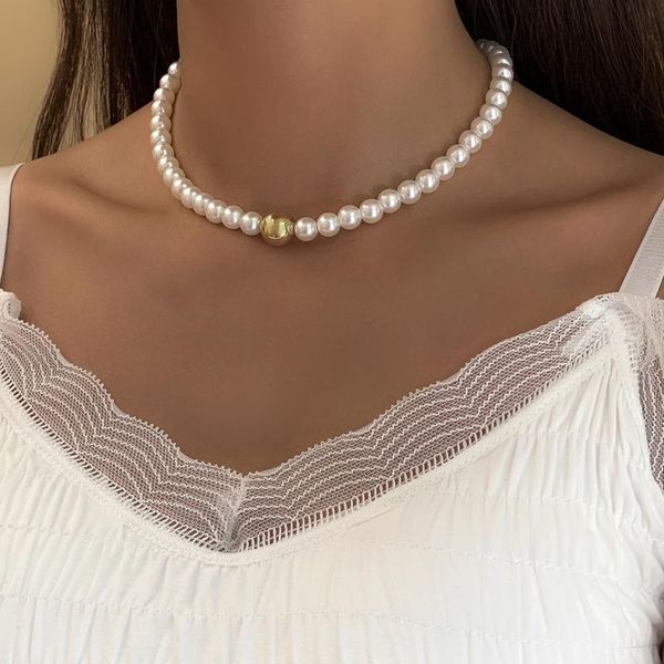 chokers simple imitation pearl choker necklace for women fashion beads short jewelry wedding party necklaces wholesale, Golden;silver
chokers simple imitation pearl choker necklace for women fashion beads short jewelry wedding party necklaces wholesale, Golden;silver