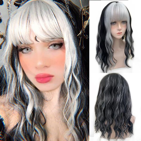 synthetic wigs houyan long wavy curly hair wig pink, black and white mixed color lolita girl cosplay bangs
synthetic wigs houyan long wavy curly hair wig pink, black and white mixed color lolita girl cosplay bangs