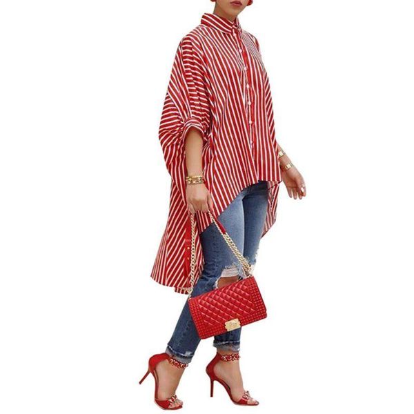 2021 half sleeve dip hem loose irregular long shirt summer women elegant office workwear blouse female fashion striped top, White
2021 half sleeve dip hem loose irregular long shirt summer women elegant office workwear blouse female fashion striped top, White