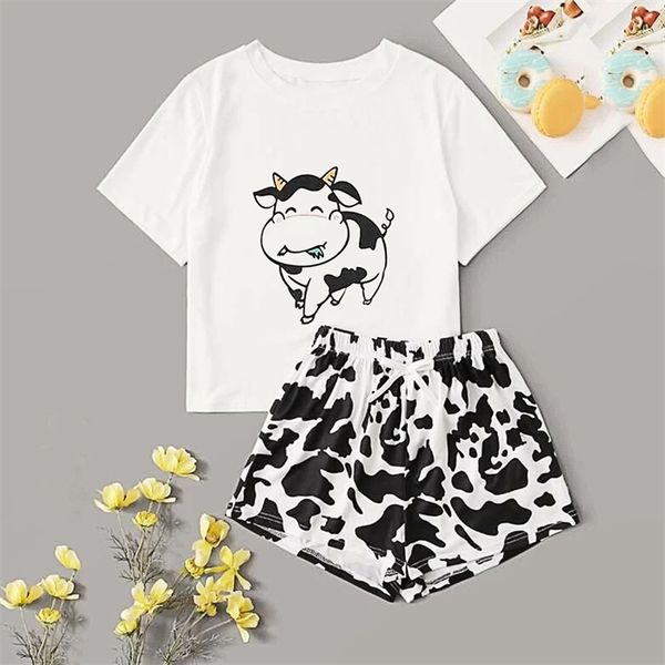 cow print woman sets cartoon white round neck pullover short sleeve coat shorts two-piece ladies pajama set pyjama femme, Black;red
cow print woman sets cartoon white round neck pullover short sleeve coat shorts two-piece ladies pajama set pyjama femme, Black;red