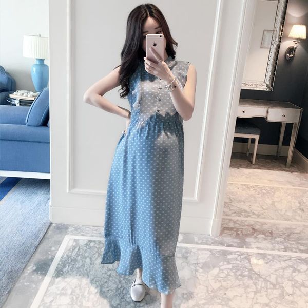 maternity dresses for pregnant women sleeveless long dress elegant dot summer pregnancy clothes, White
maternity dresses for pregnant women sleeveless long dress elegant dot summer pregnancy clothes, White