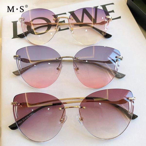 sunglasses ms women eyewear gradient brown pink rimless sun glasses for female gift brand designer uv400, White;black
sunglasses ms women eyewear gradient brown pink rimless sun glasses for female gift brand designer uv400, White;black