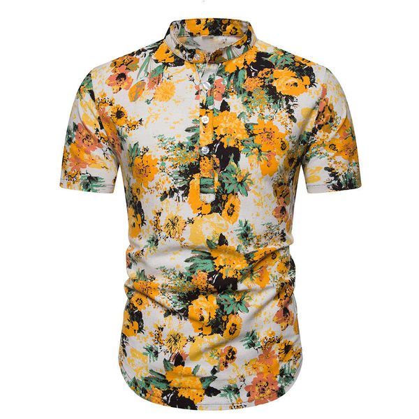 2019 new men's stand collar short sleeve ethnic style series printed shirt, White;black
2019 new men's stand collar short sleeve ethnic style series printed shirt, White;black
