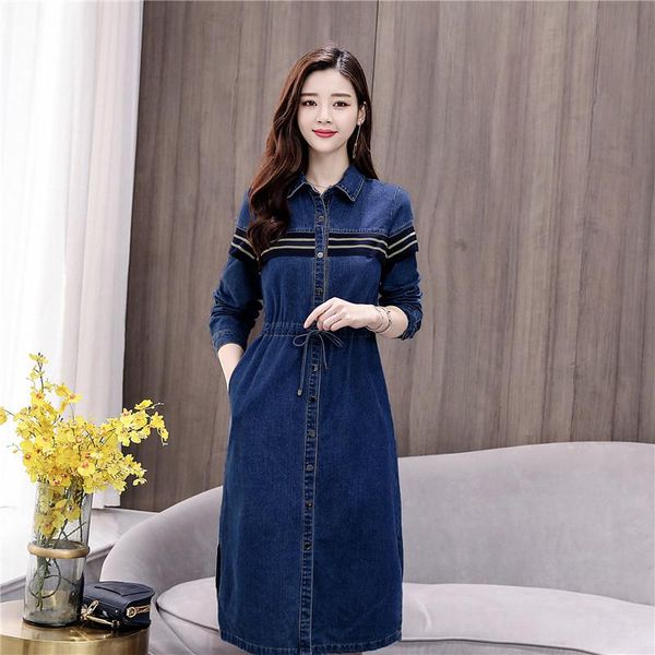 casual dresses plus size long-sleeve blue denim dress women 2021 spring korean elegant single-breasted ladies office vestidos, Black;gray
casual dresses plus size long-sleeve blue denim dress women 2021 spring korean elegant single-breasted ladies office vestidos, Black;gray