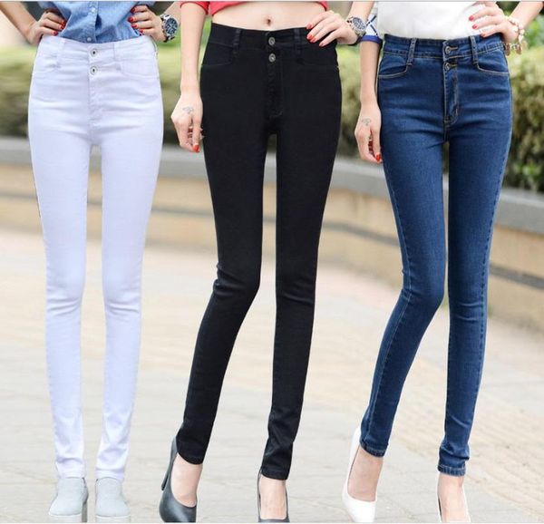 women's jeans arrivals white high waist women female trousers korean slim pencil pants stretch denim, Blue
women's jeans arrivals white high waist women female trousers korean slim pencil pants stretch denim, Blue