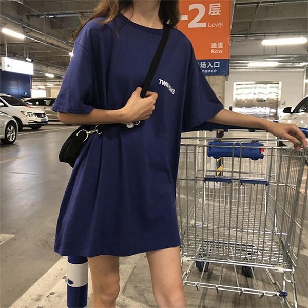 summer korean women's front and back printing new mid-length short-sleeved t-shirt female loose student clothes, White
summer korean women's front and back printing new mid-length short-sleeved t-shirt female loose student clothes, White