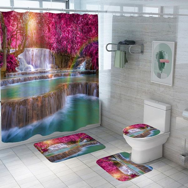 shower curtains bathroom curtain 4 pcs set landscape painting style waterproof polyester moisture-proof mat for household
shower curtains bathroom curtain 4 pcs set landscape painting style waterproof polyester moisture-proof mat for household