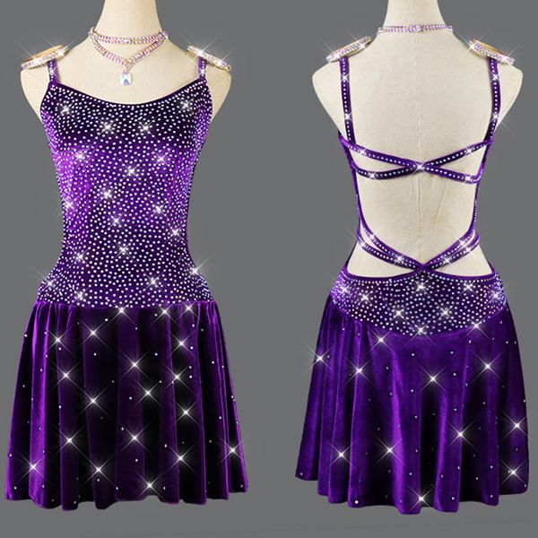 backless latin dance dress purple velvet rhinestone dress female samba salsa wear performance competition stage costume vdb2362, Black;red
backless latin dance dress purple velvet rhinestone dress female samba salsa wear performance competition stage costume vdb2362, Black;red